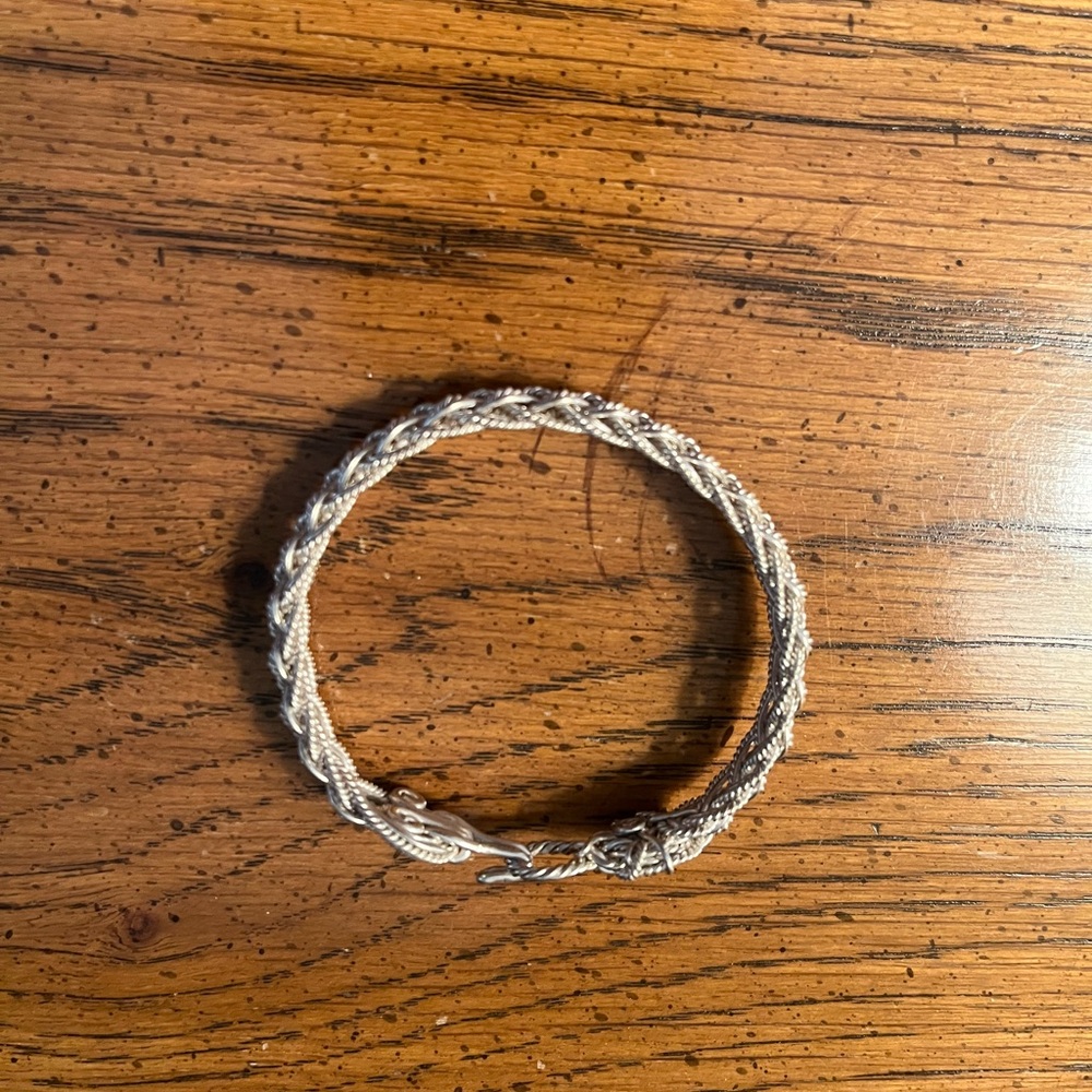 Silver Braided Bangle Bracelet